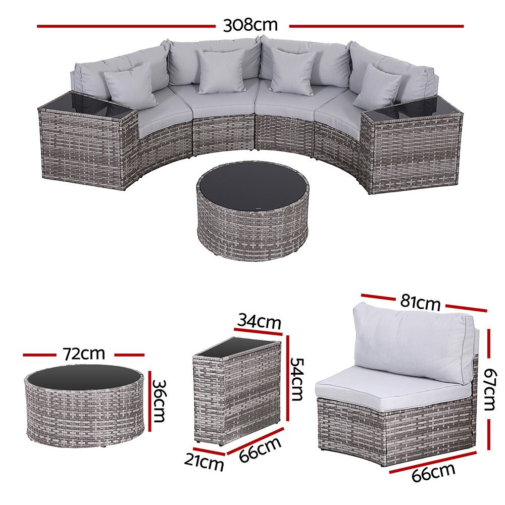 4 Seater Outdoor Sofa Set 7PCS Table Chair Set Garden Rattan Patio Furniture - Furniture > Outdoor > Outdoor Sofas & Lounge Sets - Rivercity House & Home Co. (ABN 18 642 972 209) - Affordable Modern Furniture Australia