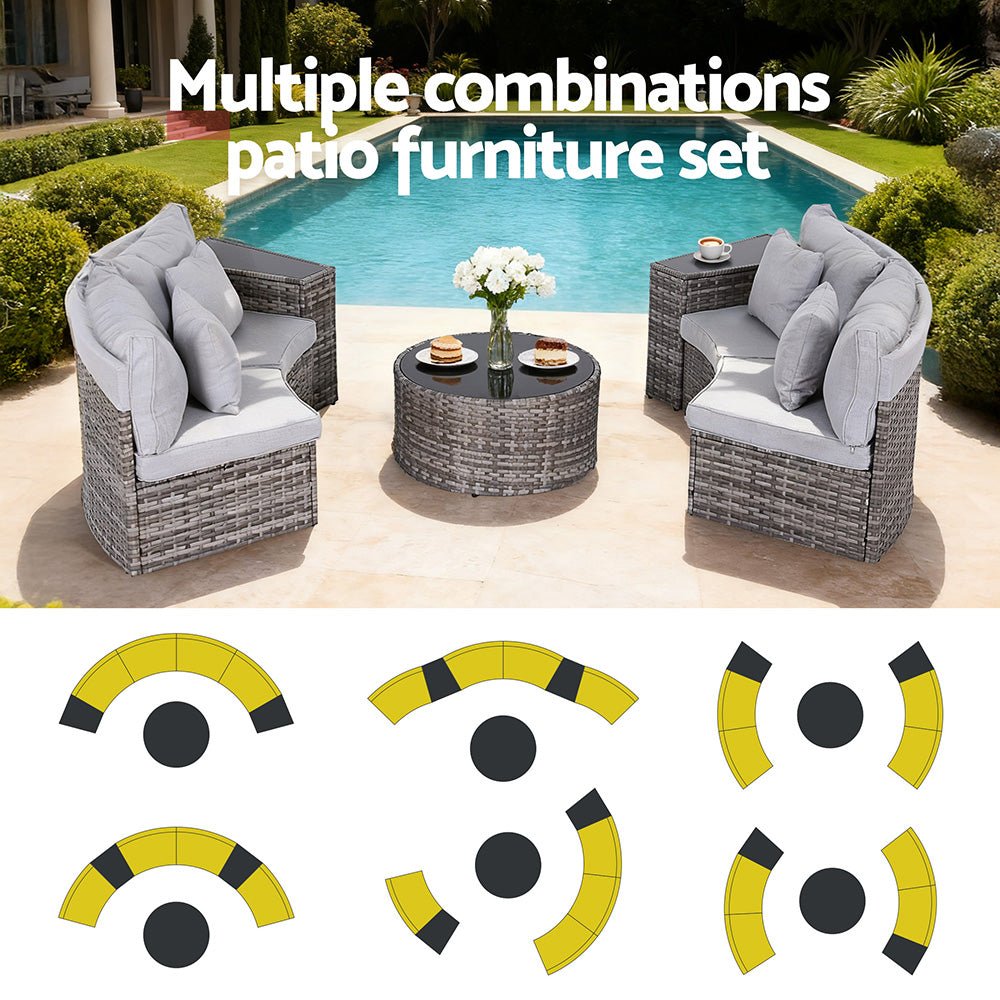 4 Seater Outdoor Sofa Set 7PCS Table Chair Set Garden Rattan Patio Furniture - Furniture > Outdoor > Outdoor Sofas & Lounge Sets - Rivercity House & Home Co. (ABN 18 642 972 209) - Affordable Modern Furniture Australia