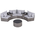 4-Seater 7PCS Outdoor Rattan Sofa Set with Table and Chairs - Grey