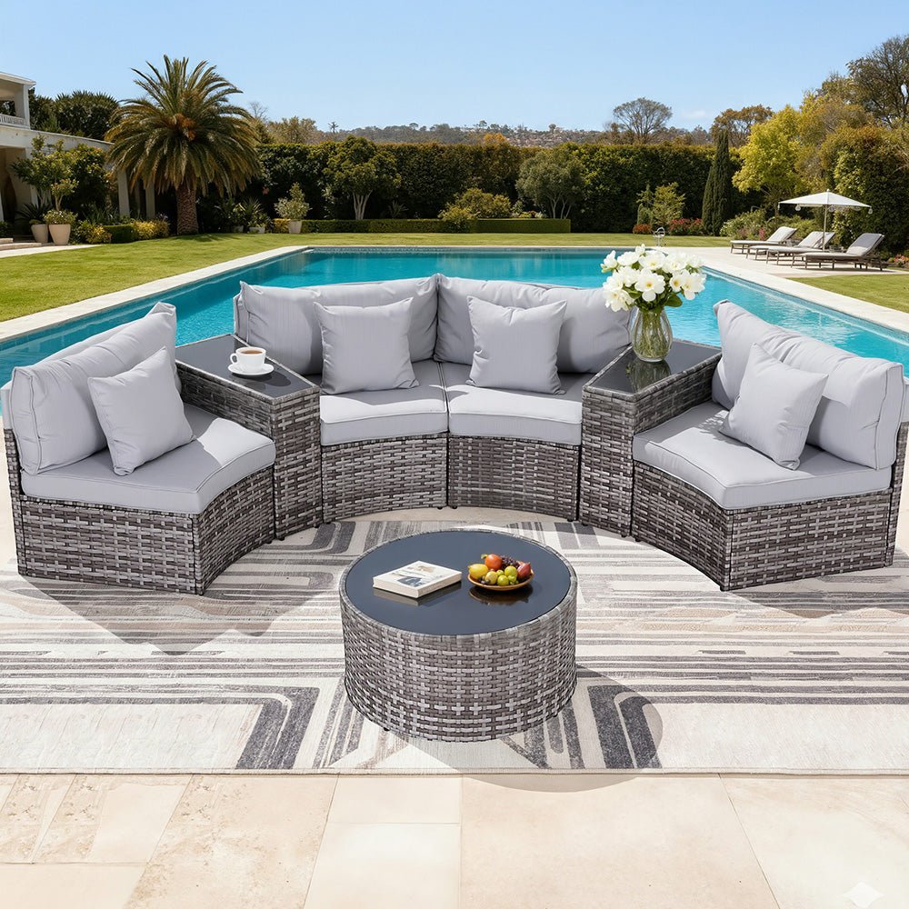 4 Seater Outdoor Sofa Set 7PCS Table Chair Set Garden Rattan Patio Furniture - Furniture > Outdoor > Outdoor Sofas & Lounge Sets - Rivercity House & Home Co. (ABN 18 642 972 209) - Affordable Modern Furniture Australia