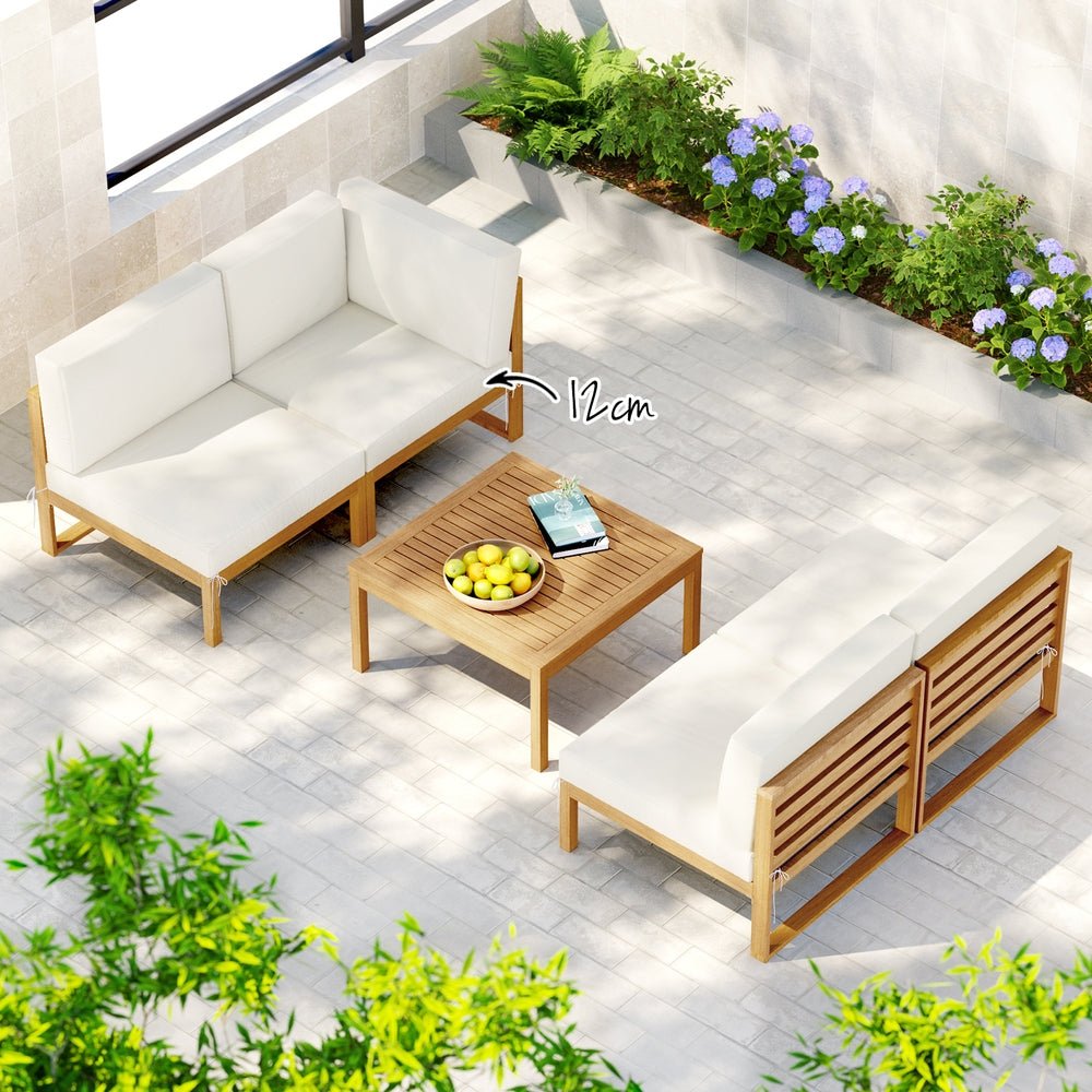 4 - Seater Outdoor Sofa Set Wooden Lounge Setting 5PCS - Furniture > Outdoor > Outdoor Sofas & Lounge Sets - Rivercity House & Home Co. (ABN 18 642 972 209) - Affordable Modern Furniture Australia