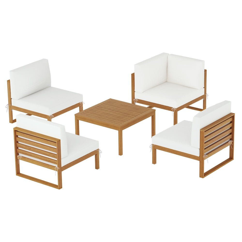 4 - Seater Outdoor Sofa Set Wooden Lounge Setting 5PCS - Furniture > Outdoor > Outdoor Sofas & Lounge Sets - Rivercity House & Home Co. (ABN 18 642 972 209) - Affordable Modern Furniture Australia