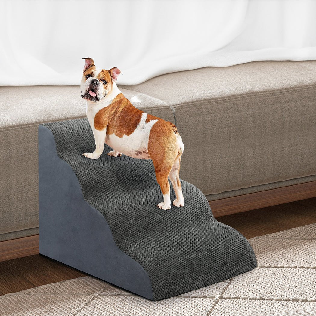 4 - Step High Density Foam Pet Stairs with Non - Slip Surface - Grey - Rivercity House & Home Co. (ABN 18 642 972 209) - Affordable Modern Furniture Australia