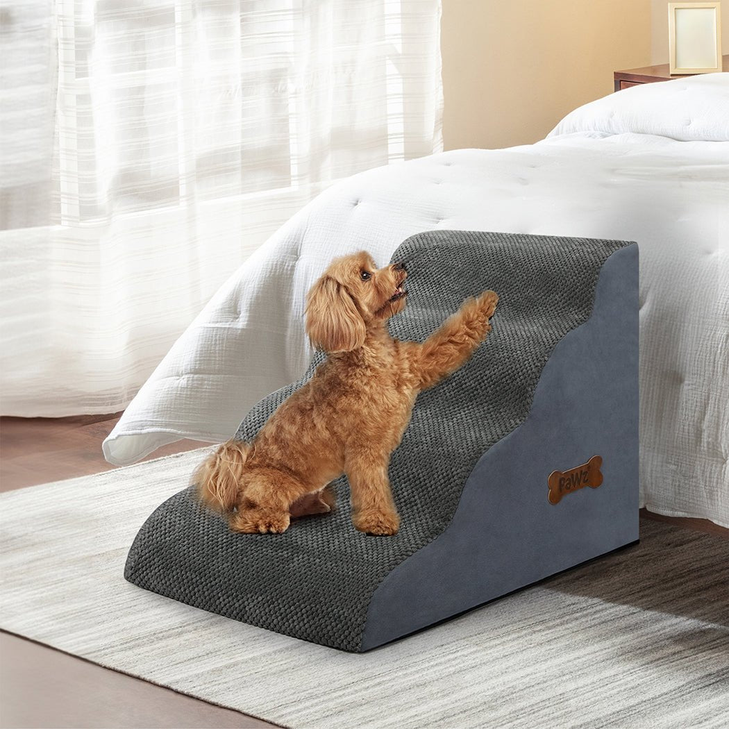 4 - Step High Density Foam Pet Stairs with Non - Slip Surface - Grey - Rivercity House & Home Co. (ABN 18 642 972 209) - Affordable Modern Furniture Australia