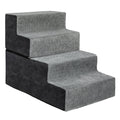 4-Step Pet Stairs with High-Density Foam Dog Ramp - Grey