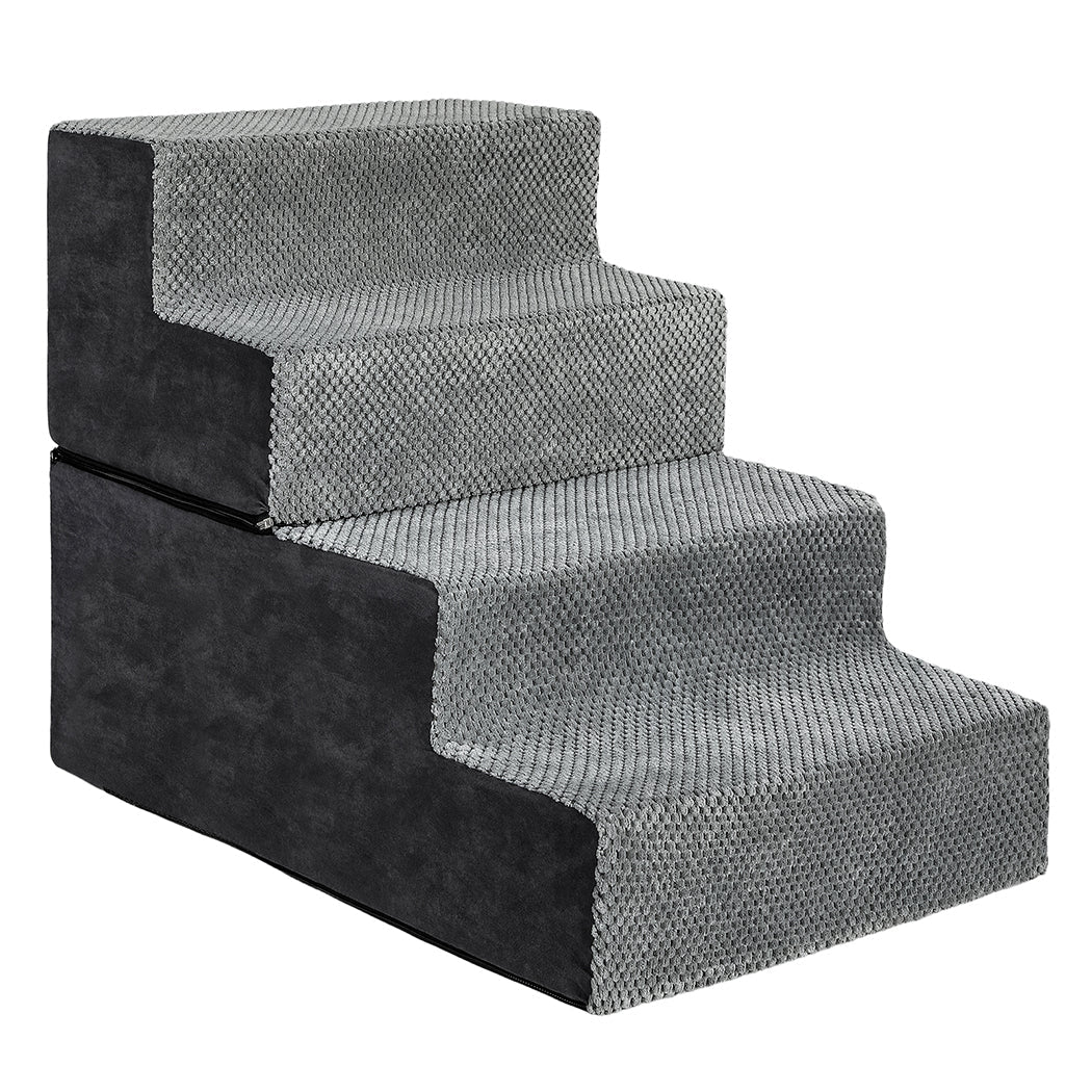 4 - Step Pet Stairs with High - Density Foam Dog Ramp - Grey - Rivercity House & Home Co. (ABN 18 642 972 209) - Affordable Modern Furniture Australia