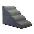 4-Step Pet Stairs with High-Density Foam Dog Ramp - Grey