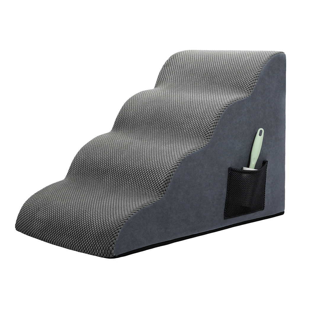 4 - Step Pet Stairs with High - Density Foam Dog Ramp - Grey - Rivercity House & Home Co. (ABN 18 642 972 209) - Affordable Modern Furniture Australia