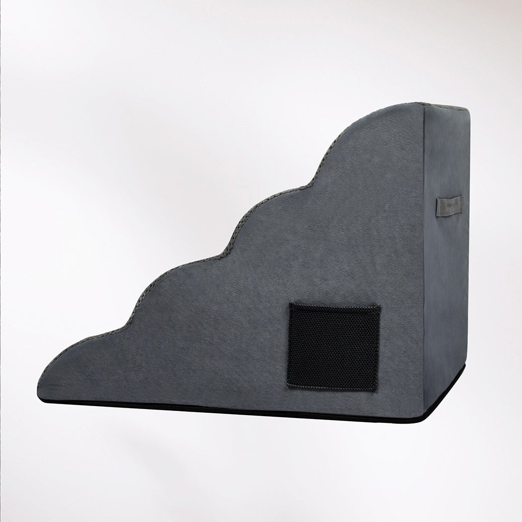 4 - Step Pet Stairs with High - Density Foam Dog Ramp - Grey - Rivercity House & Home Co. (ABN 18 642 972 209) - Affordable Modern Furniture Australia