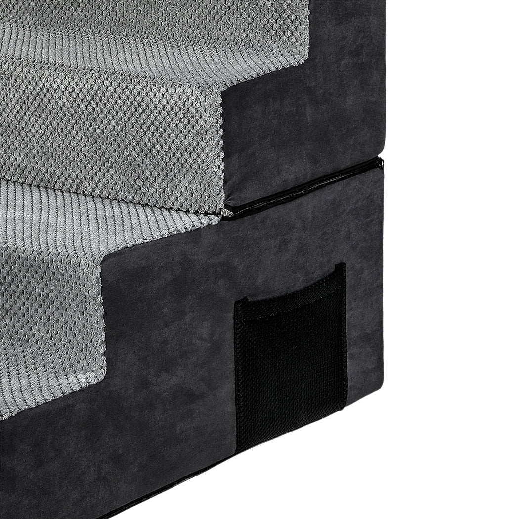 4 - Step Pet Stairs with High - Density Foam Dog Ramp - Grey - Rivercity House & Home Co. (ABN 18 642 972 209) - Affordable Modern Furniture Australia