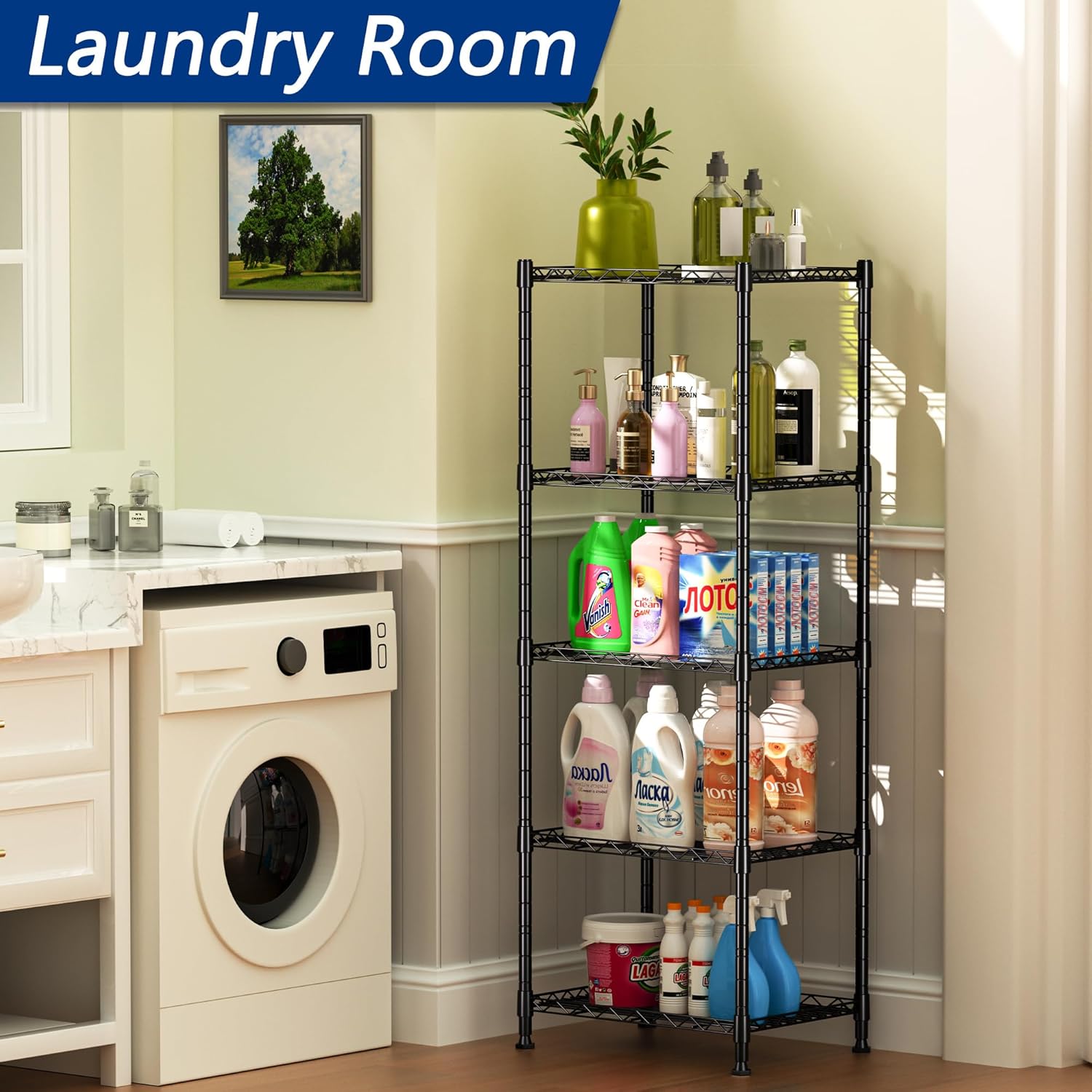 4 - Tier Adjustable Metal Storage Shelves Wire Rack Organizer for Kitchen, Pantry, Bathroom or Laundry Room (60cm W x 40cm D x 140cm H) - Home & Garden > Storage > Clothing & Wardrobe Storage - Rivercity House & Home Co. (ABN 18 642 972 209) - Affordable Modern Furniture Australia