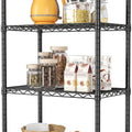 4-Tier Adjustable Metal Storage Shelves Wire Rack Organiser 60x40x140cm - Black