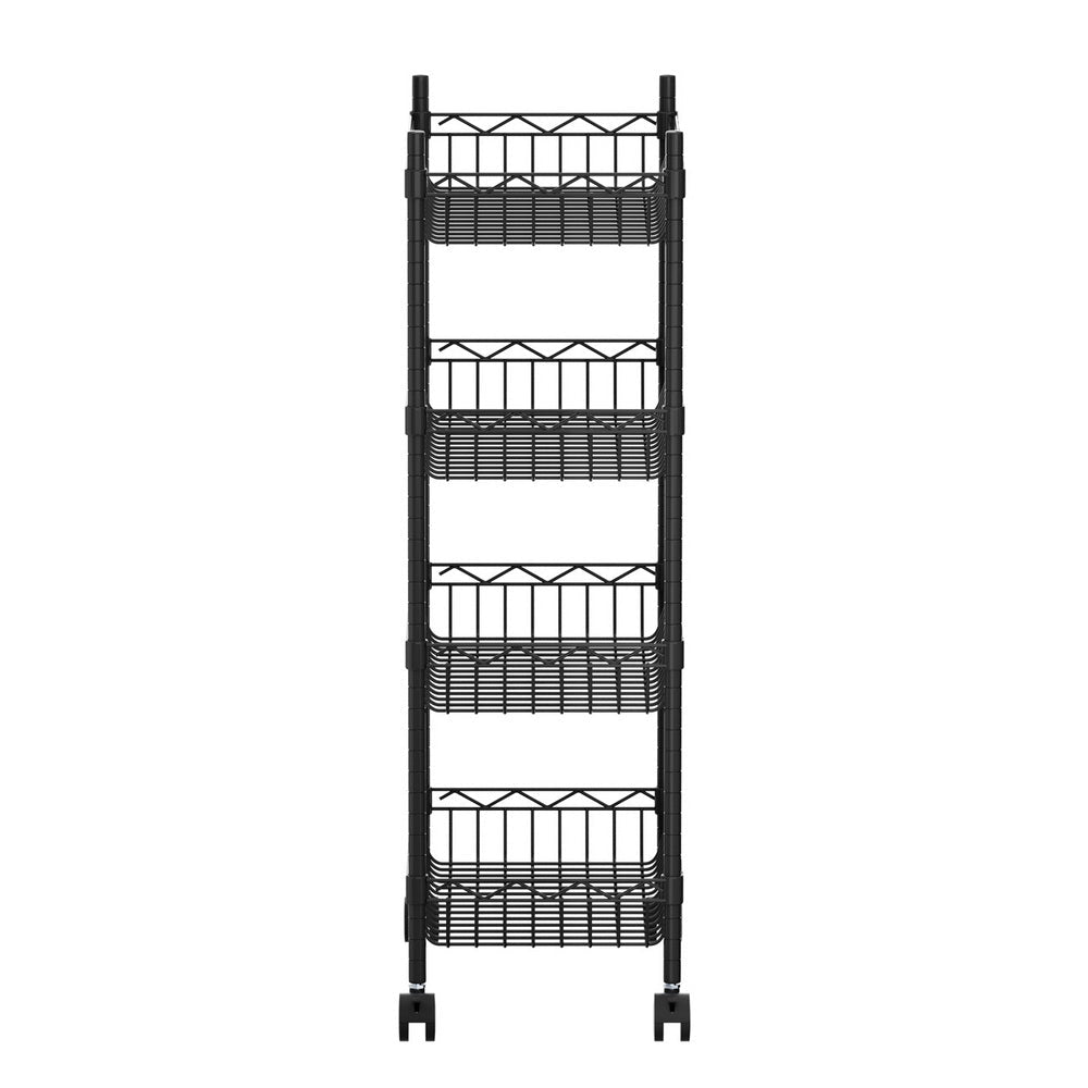 4 - Tier Adjustable Shelving Unit with Wheels for Garage & Kitchen Storage - Black - Furniture > Dining > Kitchen & Dining Trolleys - Rivercity House & Home Co. (ABN 18 642 972 209) - Affordable Modern Furniture Australia