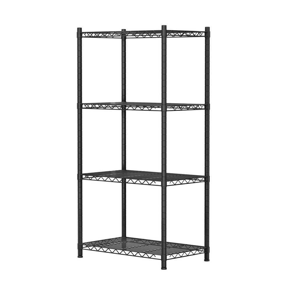 4 - Tier Adjustable Steel Shelving Unit Garage Kitchen Storage Rack - Black - Furniture > Dining > Kitchen & Dining Trolleys - Rivercity House & Home Co. (ABN 18 642 972 209) - Affordable Modern Furniture Australia
