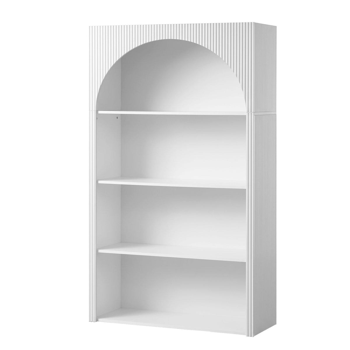 4 Tier Arched Fluted Bookshelf Storage Display Cabinet Unit - White - Furniture > Living Room > Bookcases & Shelves - Rivercity House & Home Co. (ABN 18 642 972 209) - Affordable Modern Furniture Australia