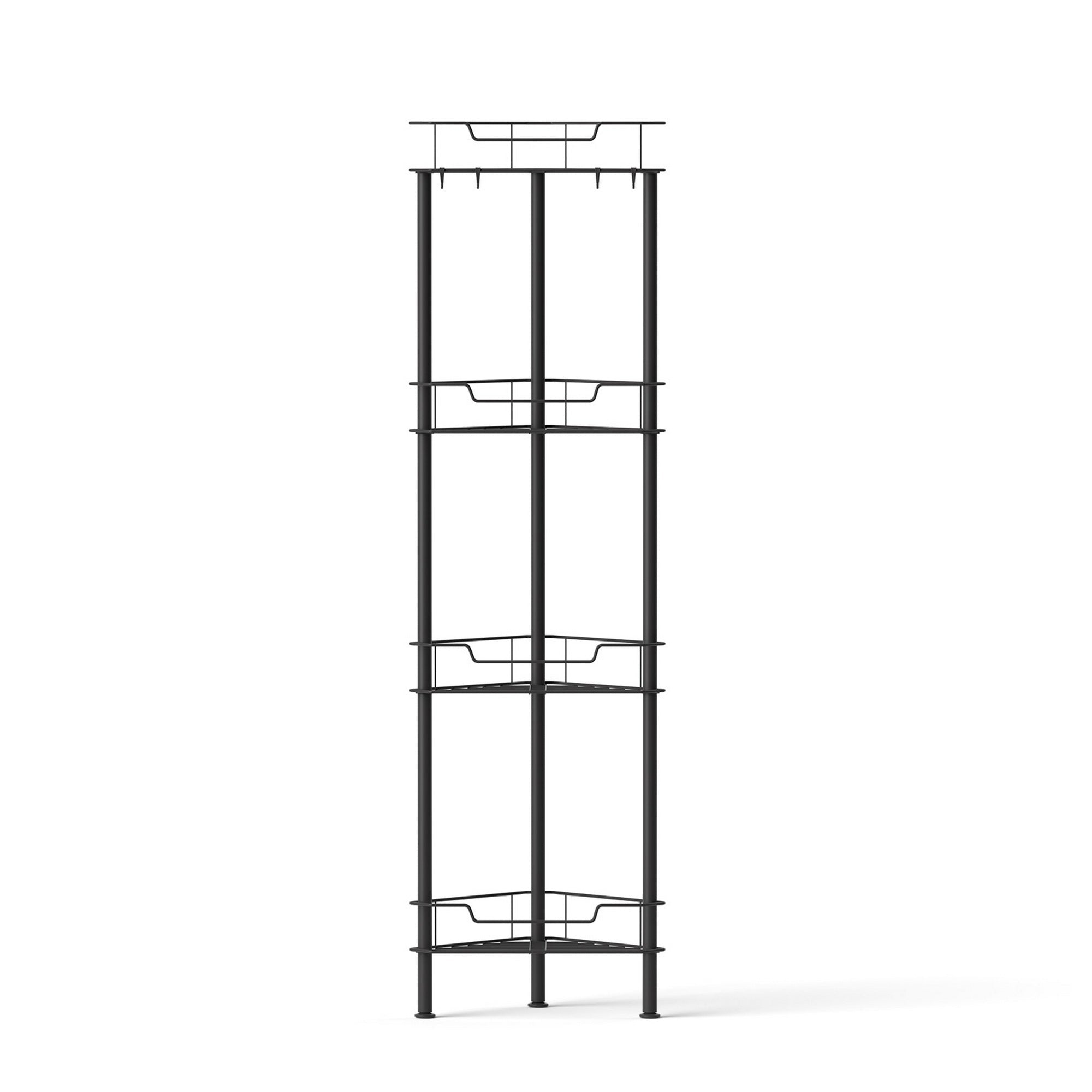 4 Tier Floor Standing Corner Shower Caddy Bathroom Organizer Black - Furniture > Bathroom > Bathroom Cabinets, Cupboards & Storage - Rivercity House & Home Co. (ABN 18 642 972 209) - Affordable Modern Furniture Australia