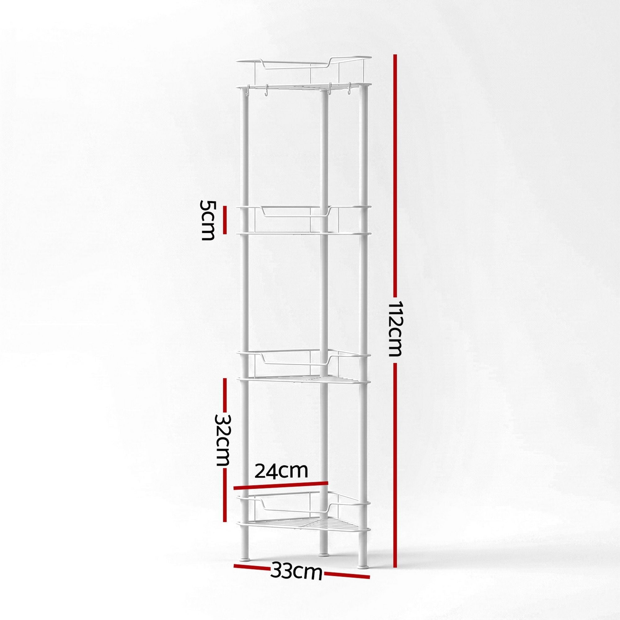 4 Tier Floor Standing Corner Shower Caddy Bathroom Organizer - White - Furniture > Bathroom > Bathroom Cabinets, Cupboards & Storage - Rivercity House & Home Co. (ABN 18 642 972 209) - Affordable Modern Furniture Australia