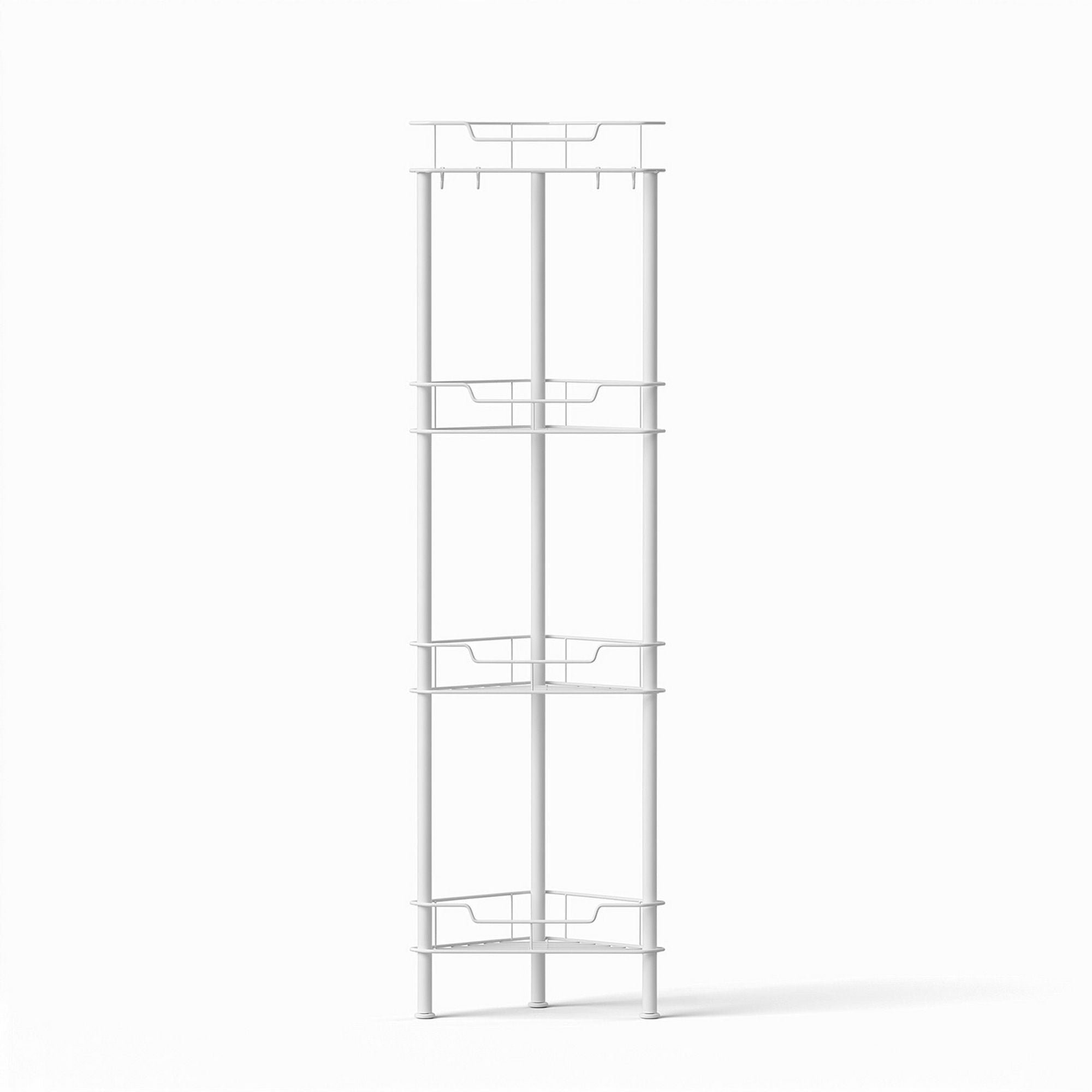 4 Tier Floor Standing Corner Shower Caddy Bathroom Organizer - White - Furniture > Bathroom > Bathroom Cabinets, Cupboards & Storage - Rivercity House & Home Co. (ABN 18 642 972 209) - Affordable Modern Furniture Australia