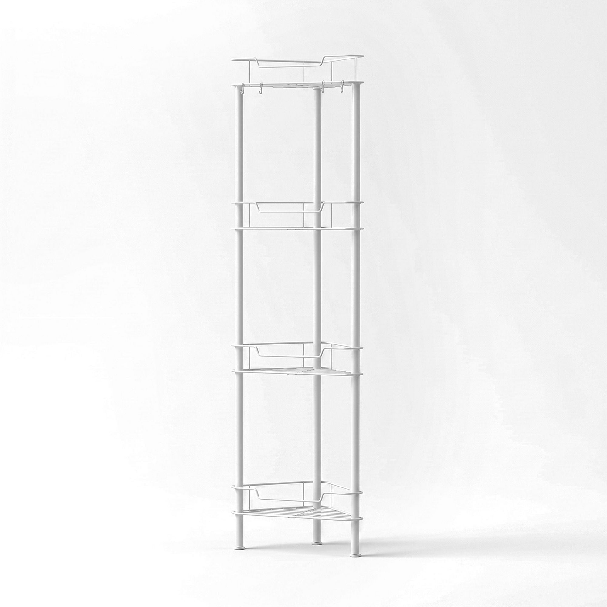 4 Tier Floor Standing Corner Shower Caddy Bathroom Organizer - White - Furniture > Bathroom > Bathroom Cabinets, Cupboards & Storage - Rivercity House & Home Co. (ABN 18 642 972 209) - Affordable Modern Furniture Australia