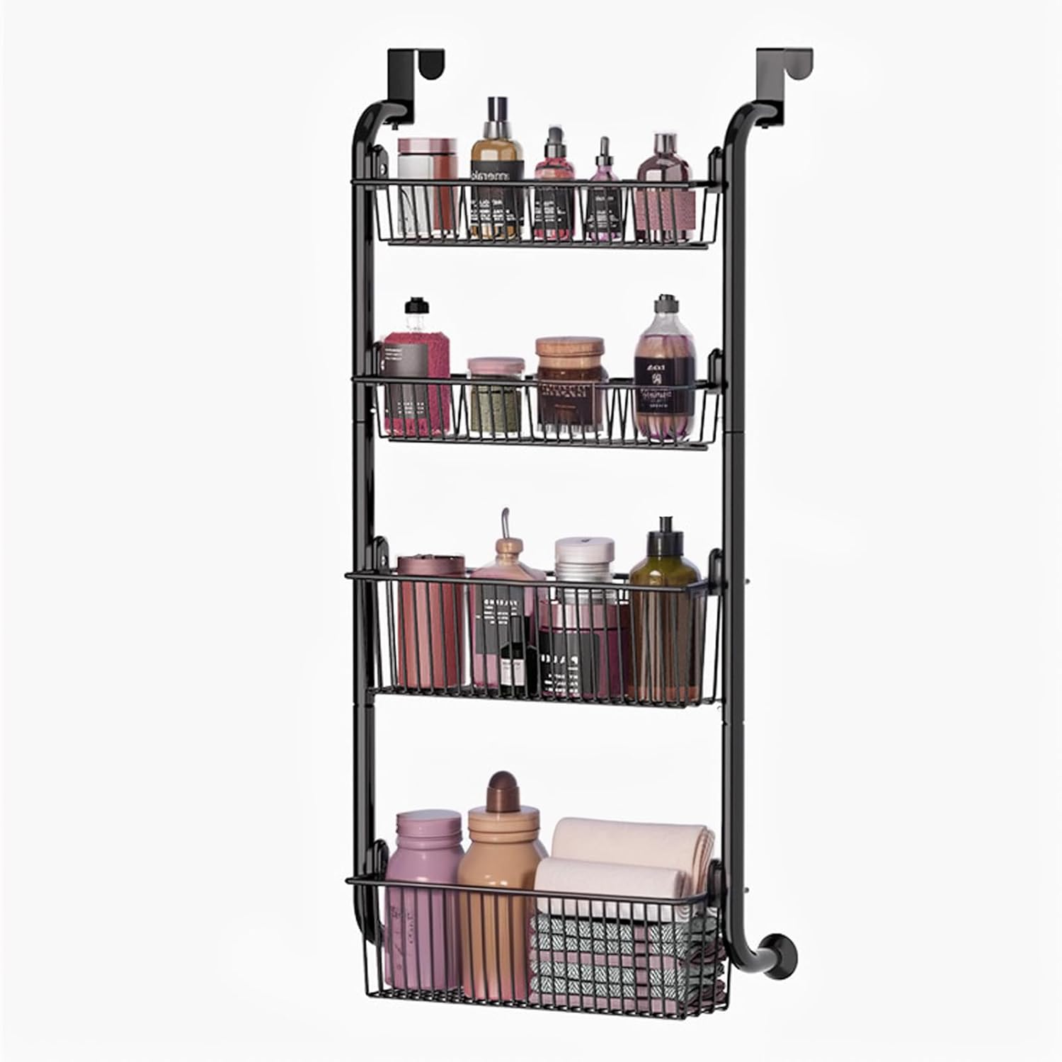 4 - Tier Heavy - Duty Over the Door Organiser with Hanging Baskets for Kitchen & Bathroom Storage - Metal - Home & Garden > Bathroom Accessories > Towel Racks & Holders - Rivercity House & Home Co. (ABN 18 642 972 209) - Affordable Modern Furniture Australia