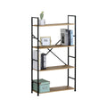 4 Tier Industrial Steel and MDF Bookshelf with Rustic Finish - Brown