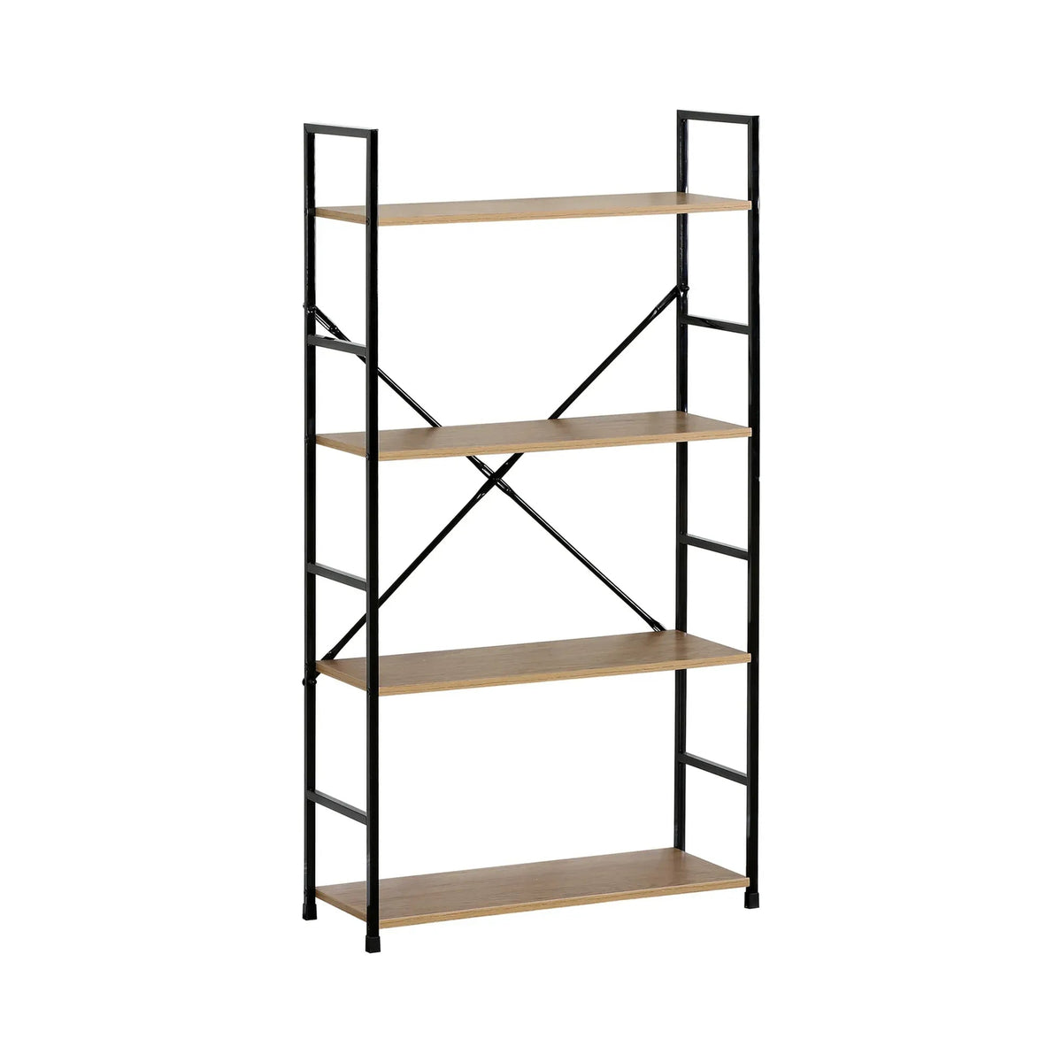 4 Tier Industrial Steel and MDF Bookshelf with Rustic Finish - Brown - Furniture > Living Room > Bookcases & Shelves - Rivercity House & Home Co. (ABN 18 642 972 209) - Affordable Modern Furniture Australia