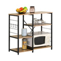 4 Tier Kitchen Baker's Rack Metal Shelf with Hooks - Brown