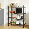 4-Tier Kitchen Microwave Storage Rack with 3 Baskets and Wheels - Dark Grey