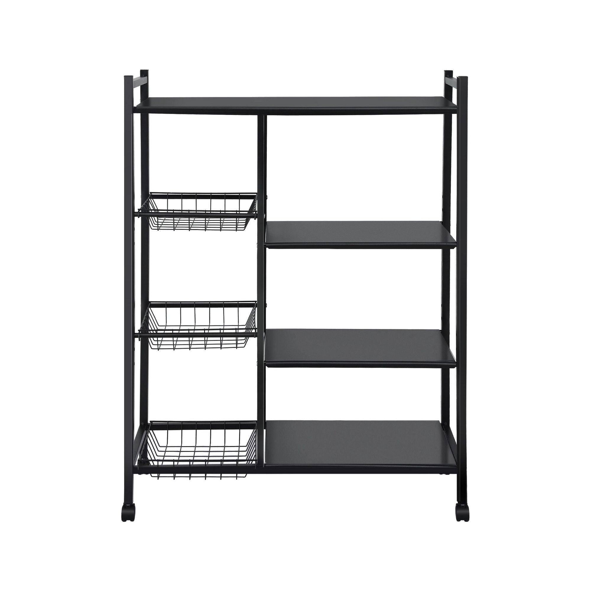 4 - Tier Kitchen Microwave Storage Rack with 3 Baskets and Wheels - Dark Grey - Appliances > Kitchen Appliances > Kitchen Appliance Accessories - Rivercity House & Home Co. (ABN 18 642 972 209) - Affordable Modern Furniture Australia