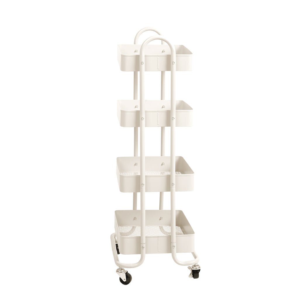 4 - Tier Kitchen Trolley Cart with Wheels - White - Rivercity House & Home Co. (ABN 18 642 972 209) - Affordable Modern Furniture Australia