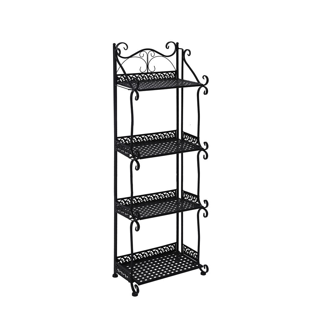 4 Tier Metal Plant Stand for Indoor and Outdoor Use - Black - Rivercity House & Home Co. (ABN 18 642 972 209) - Affordable Modern Furniture Australia