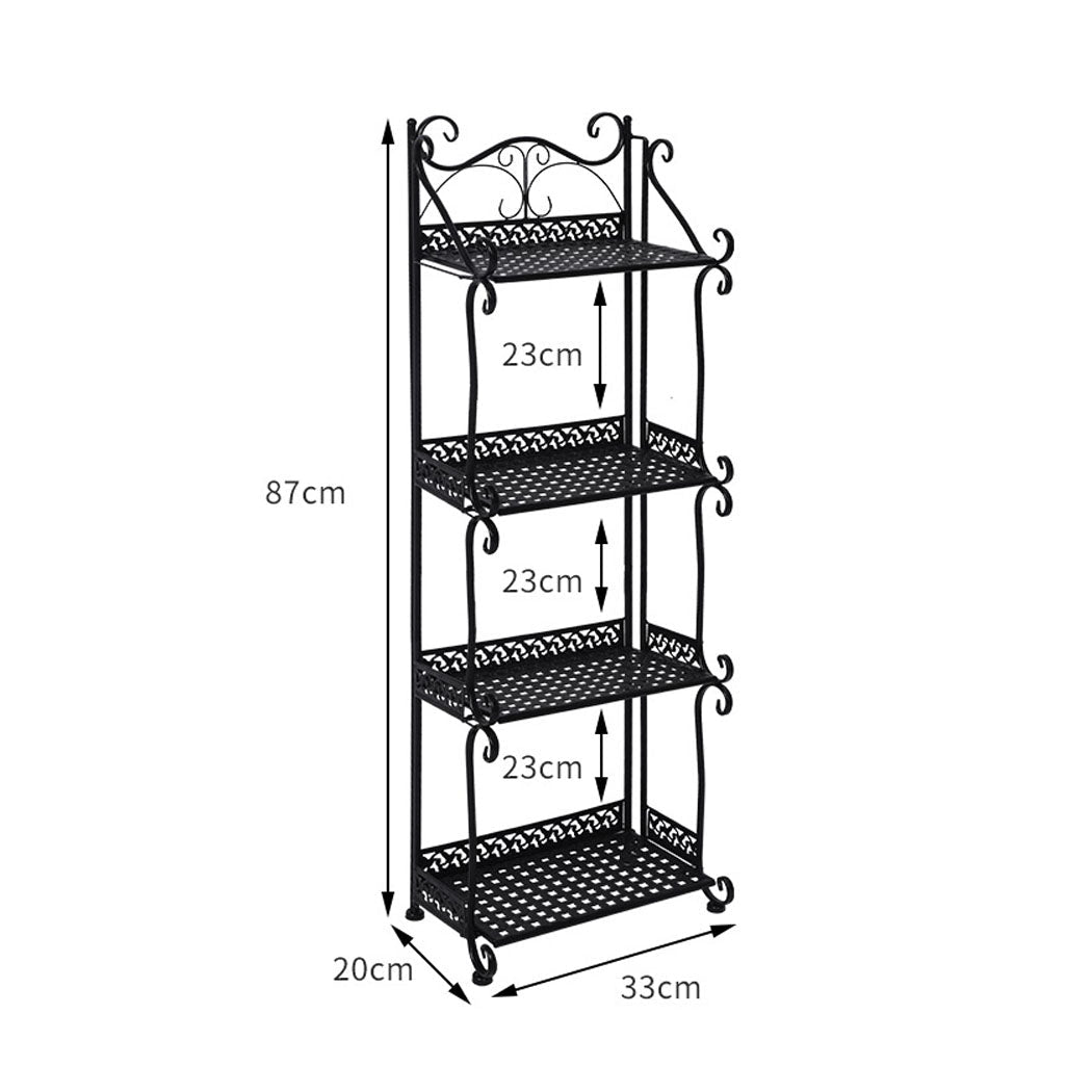 4 Tier Metal Plant Stand for Indoor and Outdoor Use - Black - Rivercity House & Home Co. (ABN 18 642 972 209) - Affordable Modern Furniture Australia
