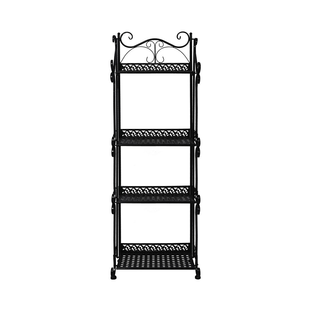 4 Tier Metal Plant Stand for Indoor and Outdoor Use - Black - Rivercity House & Home Co. (ABN 18 642 972 209) - Affordable Modern Furniture Australia