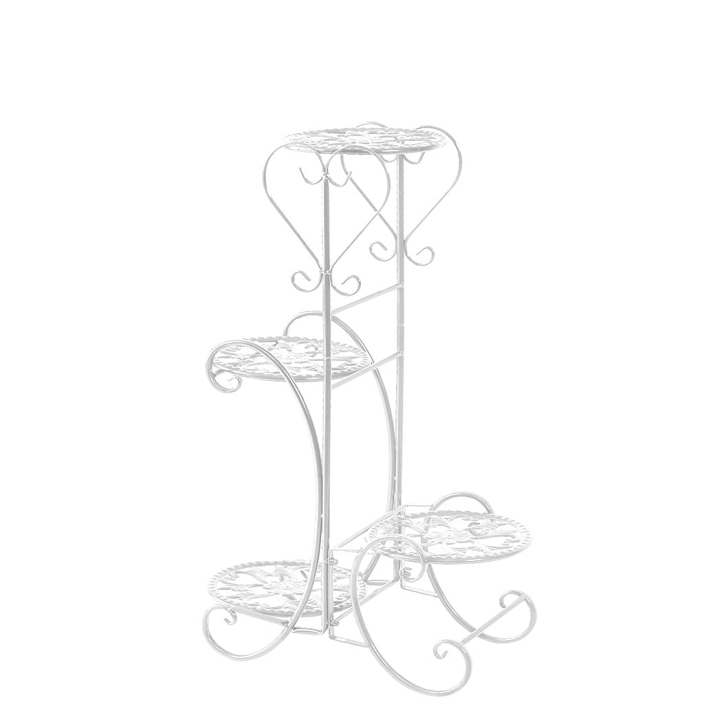 4 Tier Metal Plant Stand for Indoor and Outdoor Use - White - Rivercity House & Home Co. (ABN 18 642 972 209) - Affordable Modern Furniture Australia