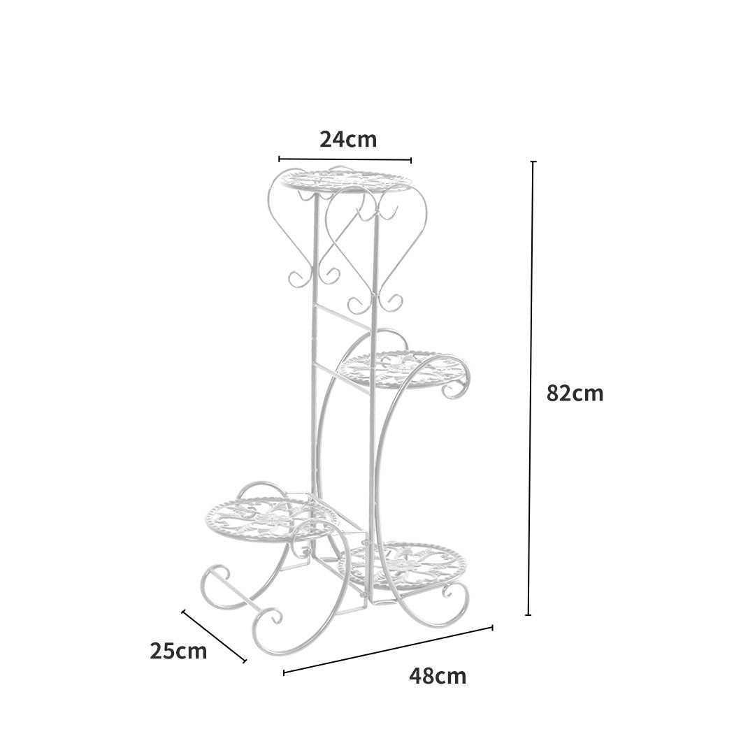 4 Tier Metal Plant Stand for Indoor and Outdoor Use - White - Rivercity House & Home Co. (ABN 18 642 972 209) - Affordable Modern Furniture Australia