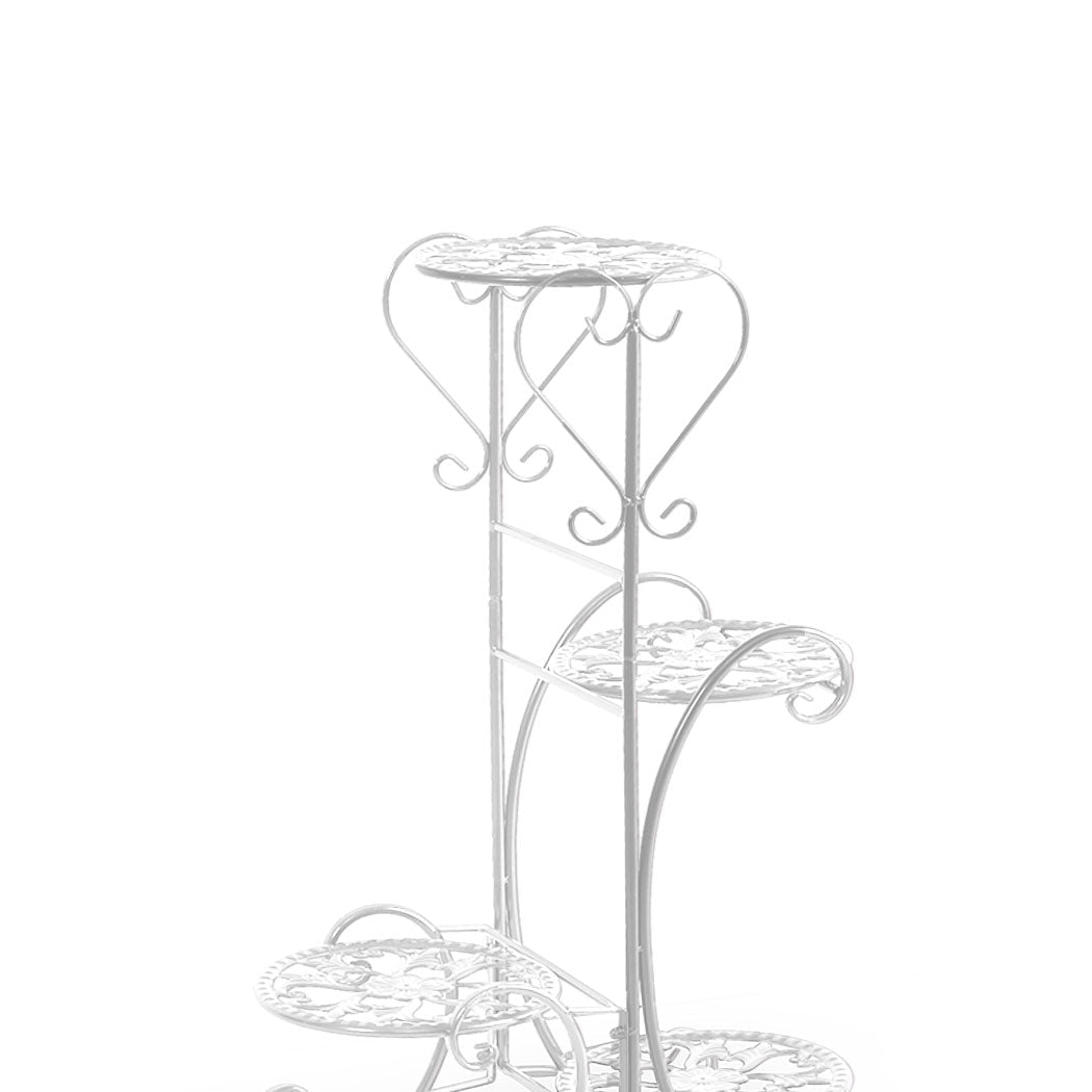 4 Tier Metal Plant Stand for Indoor and Outdoor Use - White - Rivercity House & Home Co. (ABN 18 642 972 209) - Affordable Modern Furniture Australia