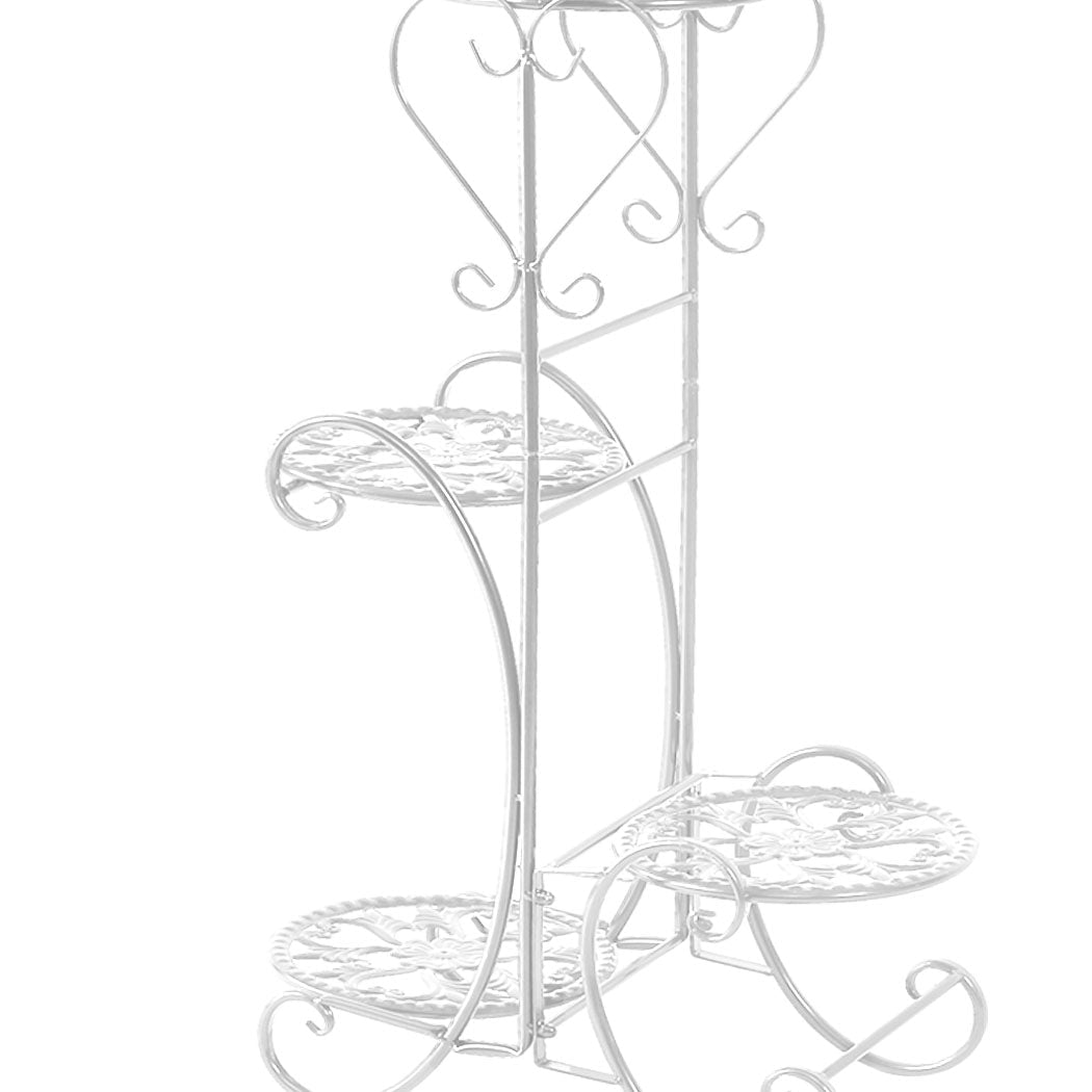 4 Tier Metal Plant Stand for Indoor and Outdoor Use - White - Rivercity House & Home Co. (ABN 18 642 972 209) - Affordable Modern Furniture Australia