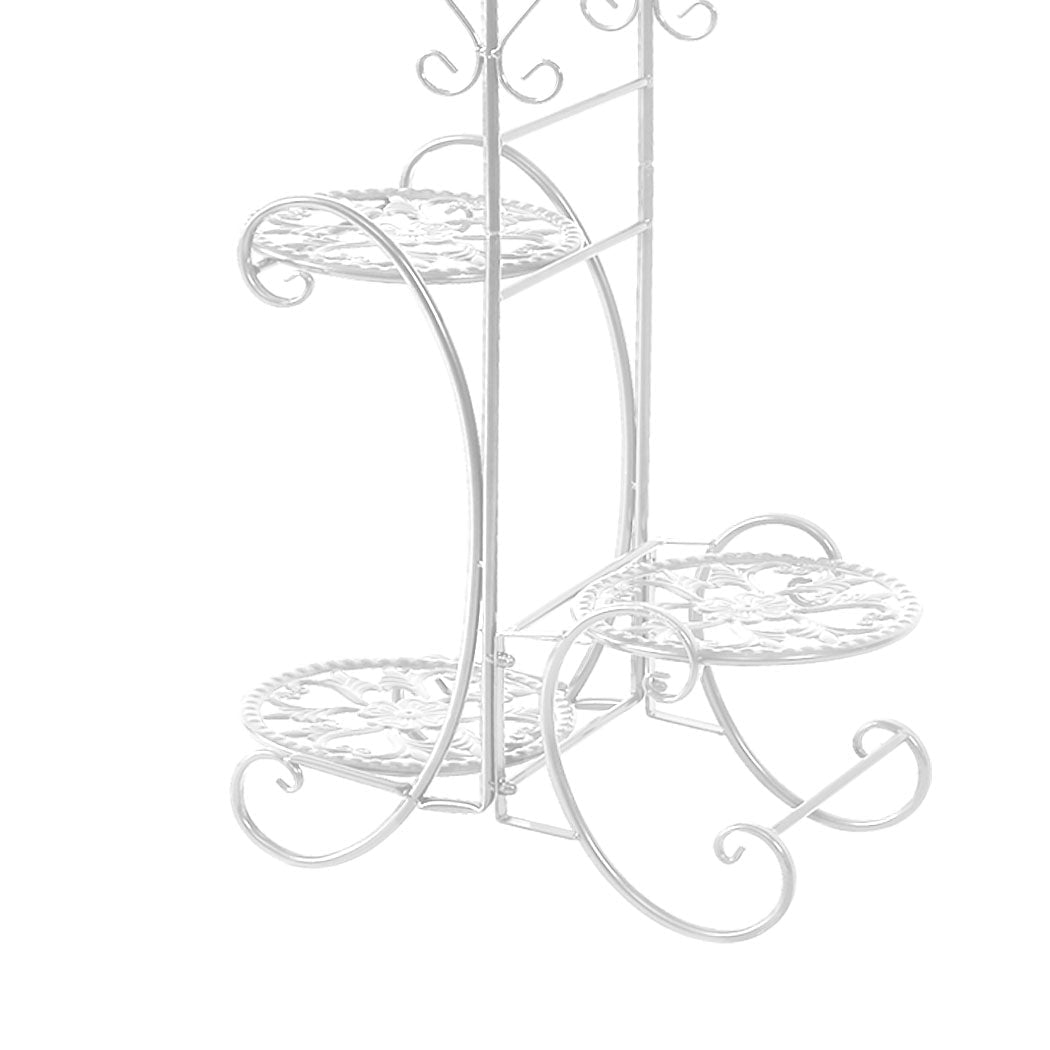 4 Tier Metal Plant Stand for Indoor and Outdoor Use - White - Rivercity House & Home Co. (ABN 18 642 972 209) - Affordable Modern Furniture Australia