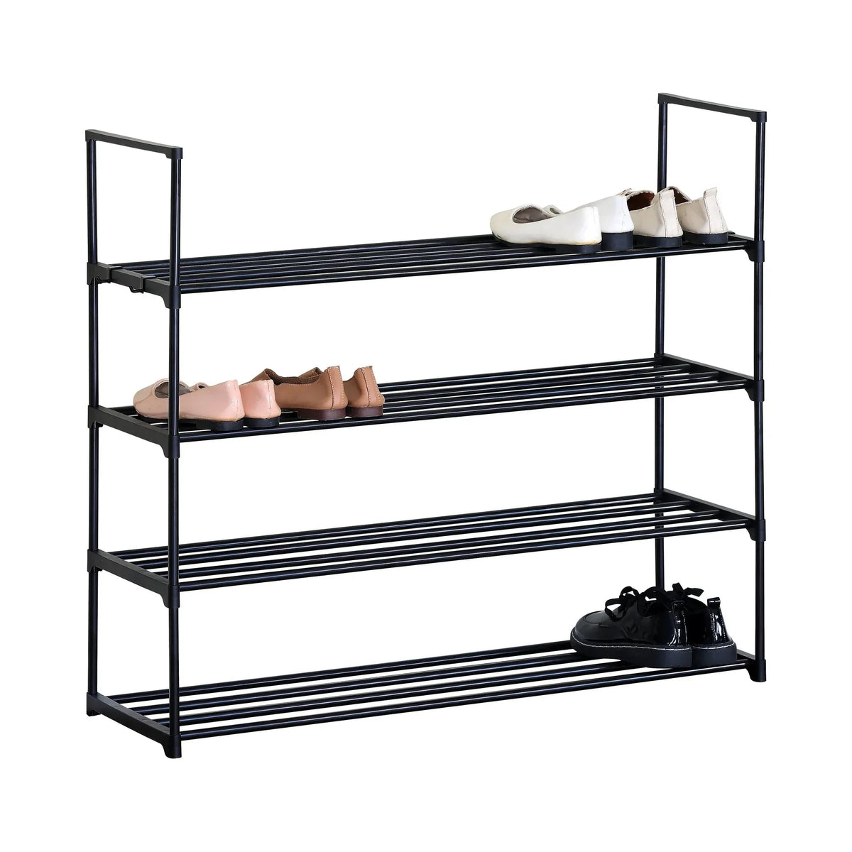 4 Tier Metal Shoe Rack Free Standing Organiser Basic - Black - Furniture > Living Room > Shoe Storage - Rivercity House & Home Co. (ABN 18 642 972 209) - Affordable Modern Furniture Australia