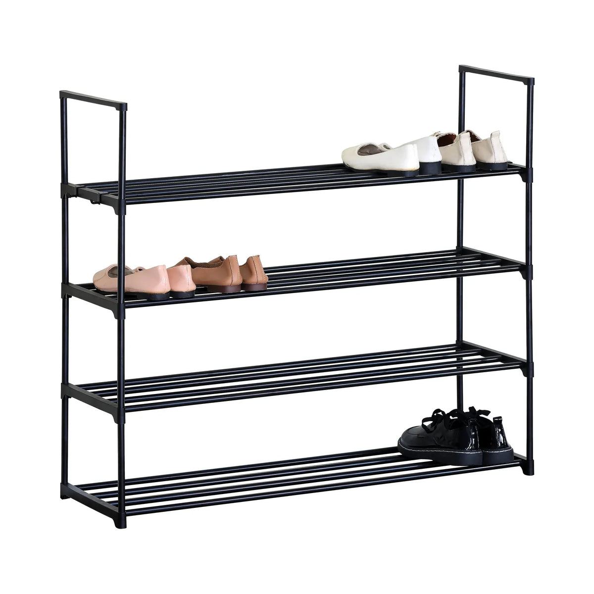 4 Tier Metal Shoe Rack Free Standing Organiser Basic - Black - Furniture > Living Room > Shoe Storage - Rivercity House & Home Co. (ABN 18 642 972 209) - Affordable Modern Furniture Australia