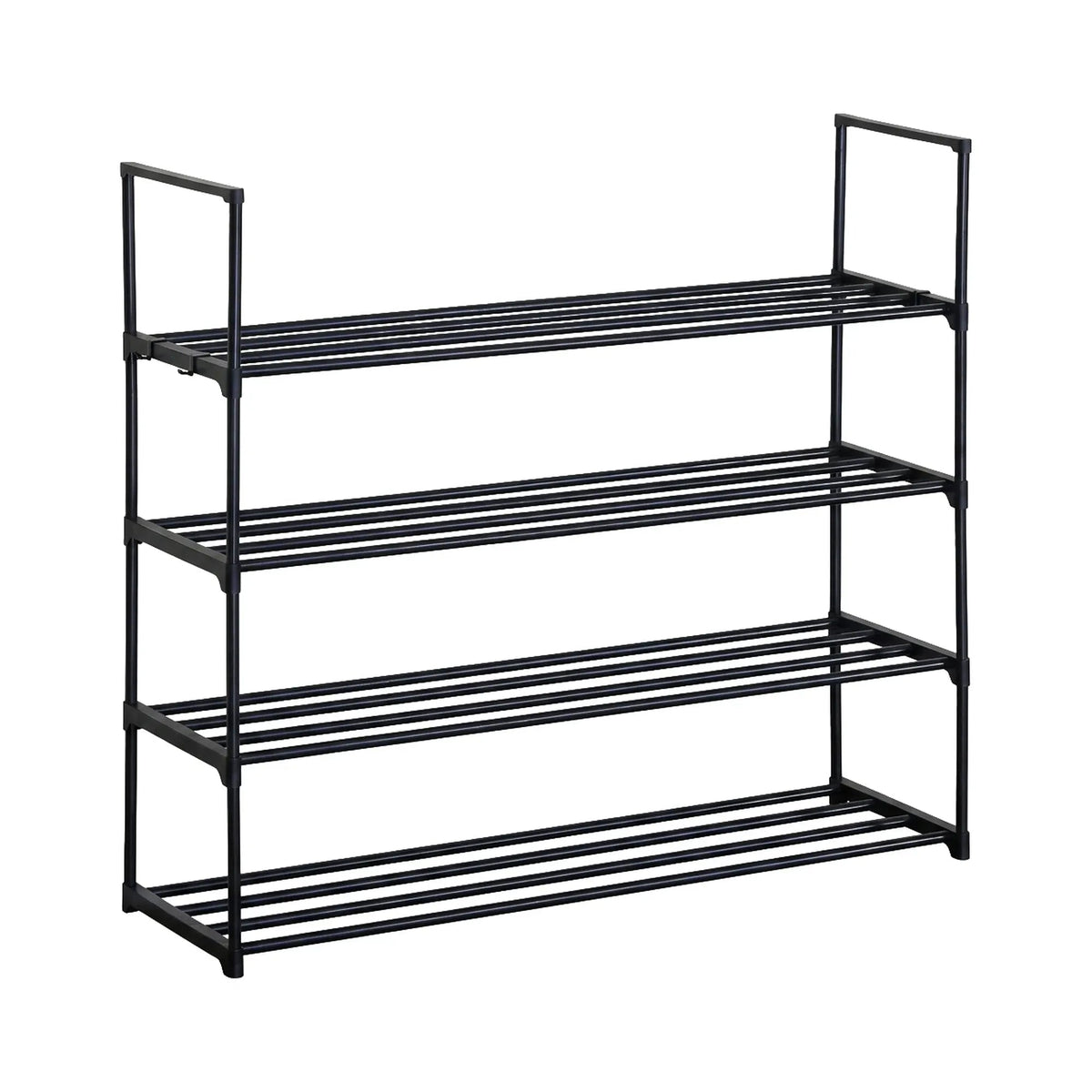 4 Tier Metal Shoe Rack Free Standing Organiser Basic - Black - Furniture > Living Room > Shoe Storage - Rivercity House & Home Co. (ABN 18 642 972 209) - Affordable Modern Furniture Australia
