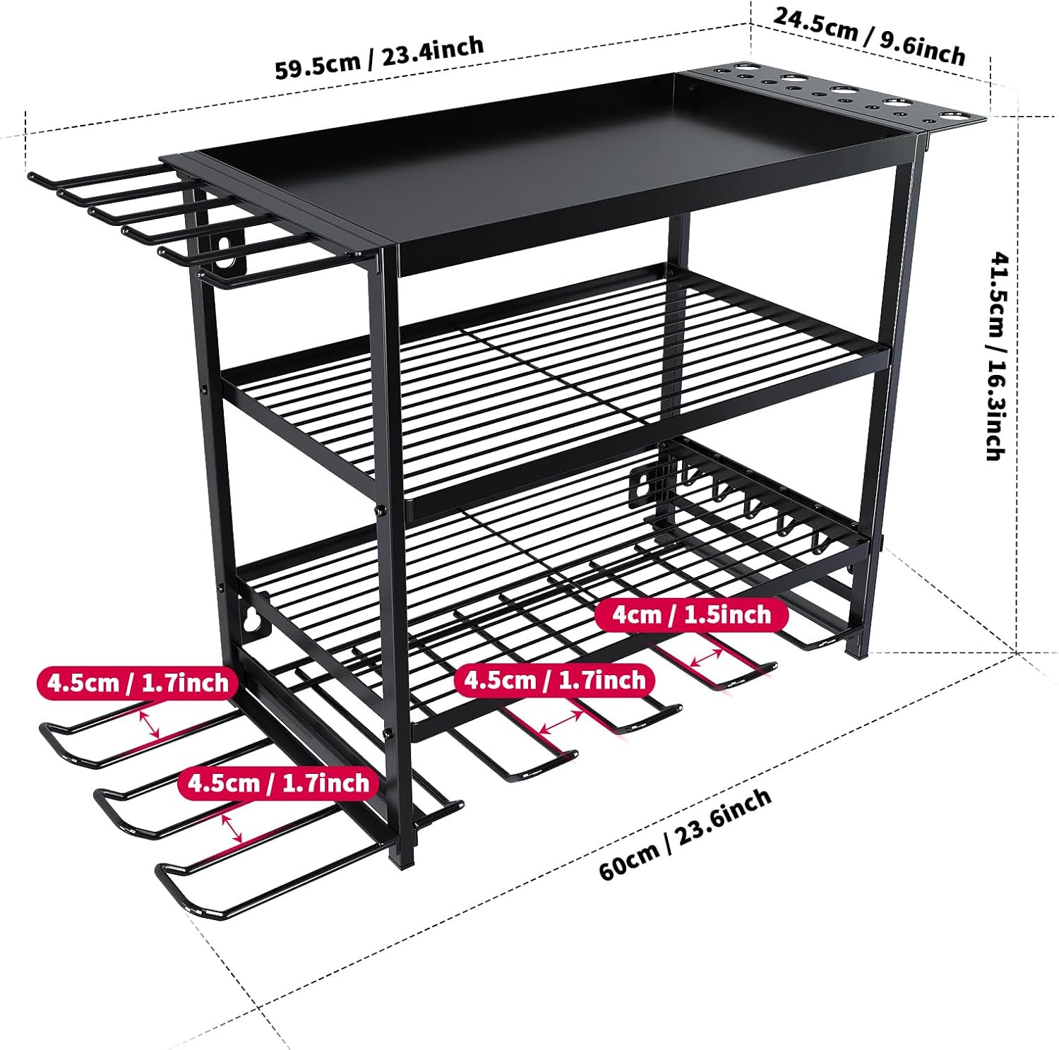 4 - Tier Power Tool Rack Organizer Wall Mount with Drill Holder & Wrench Hooks for Cordless Tools & Workshop Organization - Home & Garden > Garden Tools > Gardening Accessories - Rivercity House & Home Co. (ABN 18 642 972 209) - Affordable Modern Furniture Australia