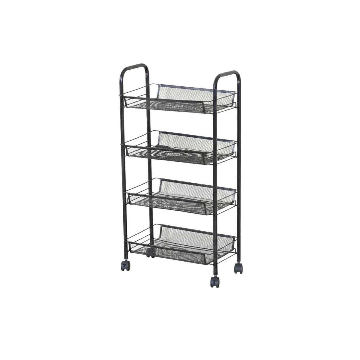 4 Tier Rolling Kitchen Trolley Cart Metal Mesh Steel - Black - Furniture > Dining > Kitchen & Dining Trolleys - Rivercity House & Home Co. (ABN 18 642 972 209) - Affordable Modern Furniture Australia