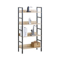 4 Tier Rustic Industrial Bookshelf with Steel Frame and MDF Shelves - Brown