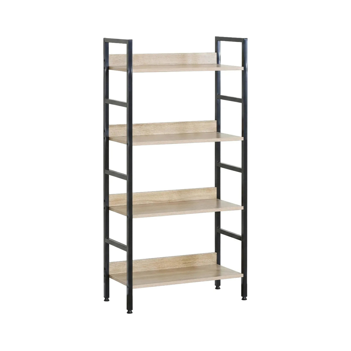4 Tier Rustic Industrial Bookshelf with Steel Frame and MDF Shelves - Brown - Furniture > Living Room > Bookcases & Shelves - Rivercity House & Home Co. (ABN 18 642 972 209) - Affordable Modern Furniture Australia