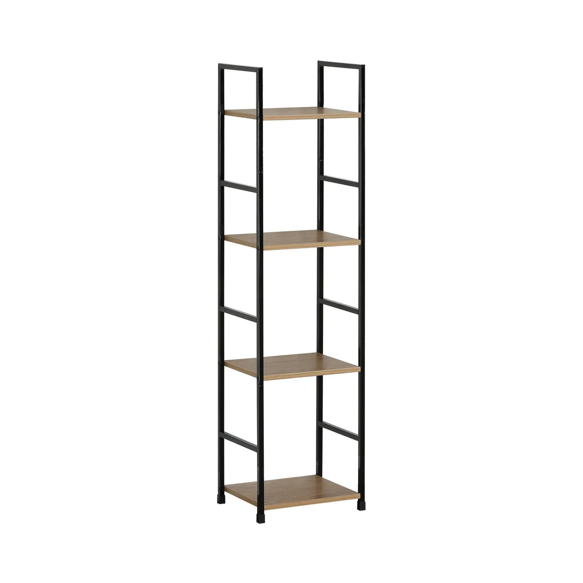 4 Tier Rustic Wood and Metal Bookshelf with Steel Frame - Brown - Furniture > Living Room > Bookcases & Shelves - Rivercity House & Home Co. (ABN 18 642 972 209) - Affordable Modern Furniture Australia