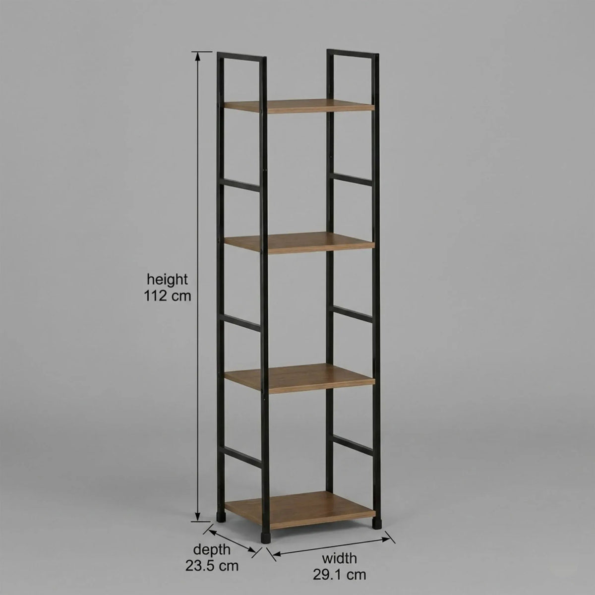 4 Tier Rustic Wood and Metal Bookshelf with Steel Frame - Brown - Furniture > Living Room > Bookcases & Shelves - Rivercity House & Home Co. (ABN 18 642 972 209) - Affordable Modern Furniture Australia