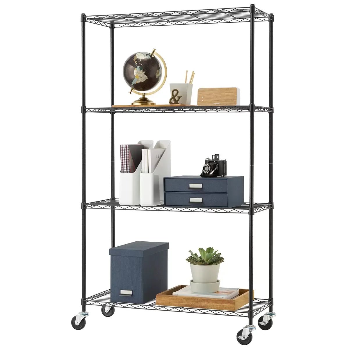 4 Tier Shelving Rack 113.4kg Capacity Per Shelf - Black - Furniture > Living Room > Coat Racks - Rivercity House & Home Co. (ABN 18 642 972 209) - Affordable Modern Furniture Australia