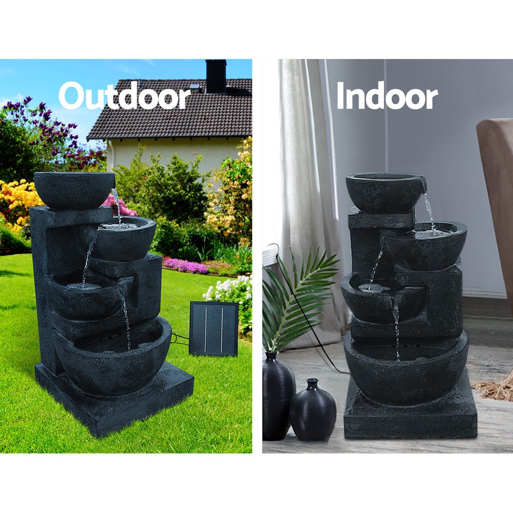 4 Tier Solar Powered Water Fountain with Light - Blue - Rivercity House & Home Co. (ABN 18 642 972 209) - Affordable Modern Furniture Australia