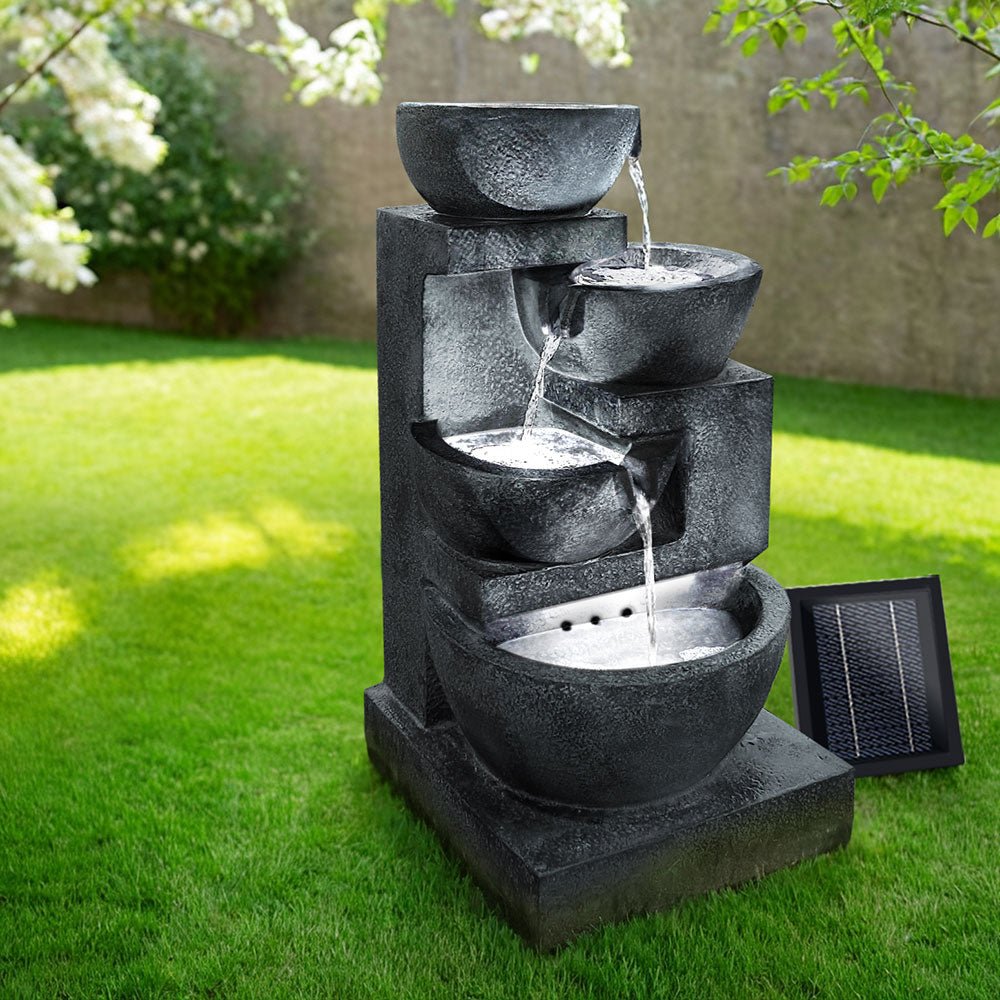 4 Tier Solar Powered Water Fountain with Light - Blue - Rivercity House & Home Co. (ABN 18 642 972 209) - Affordable Modern Furniture Australia